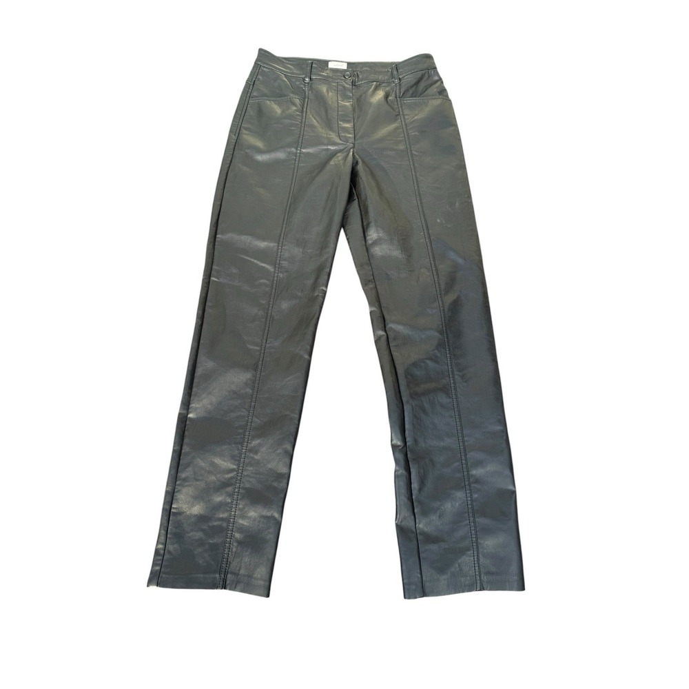 Wilfred Faux Leather Pants‎ Women 10 Black Excellent Straight Leg High Rise Seam